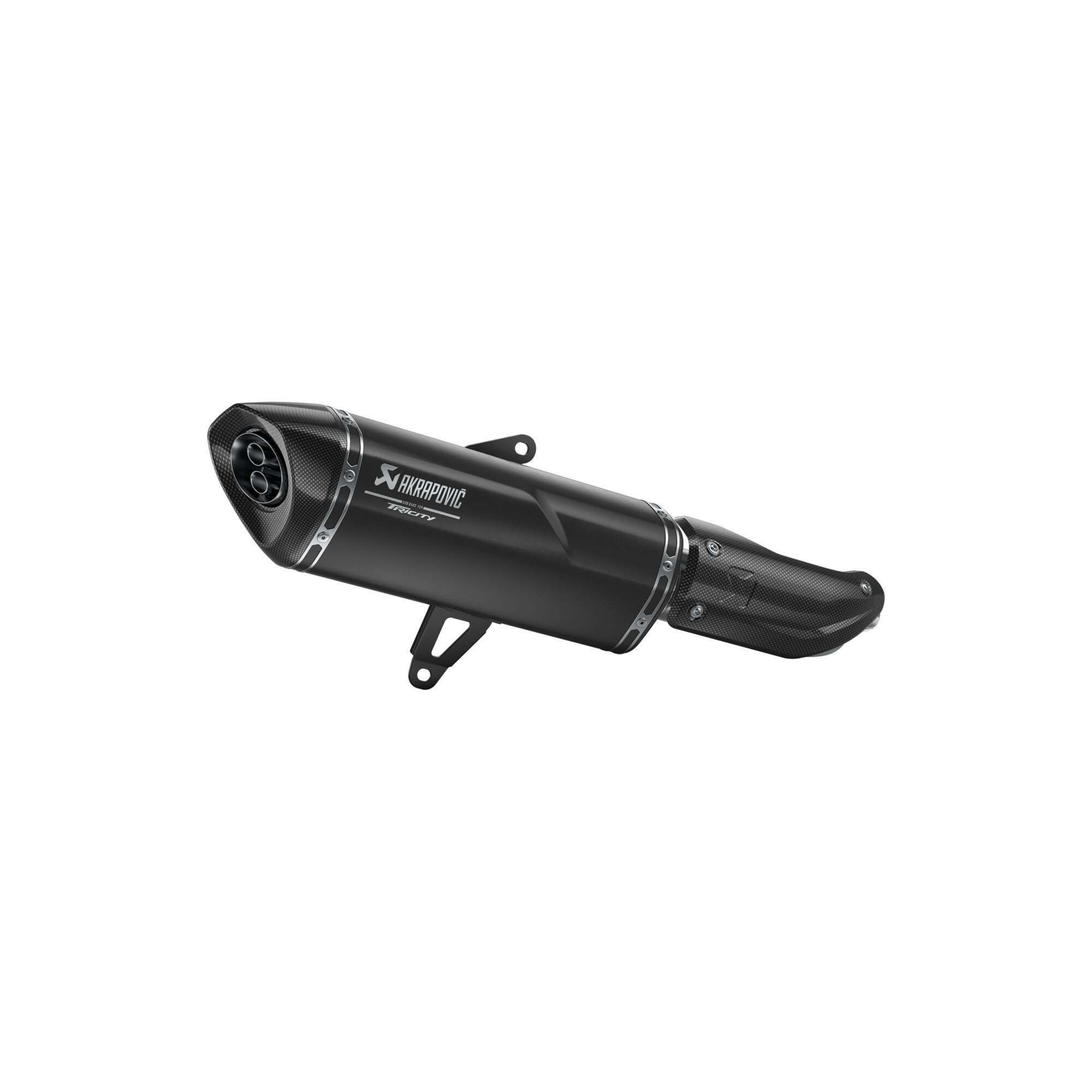 Czarny tłumik Akrapovič typu slip-on do modelu Tricity 300